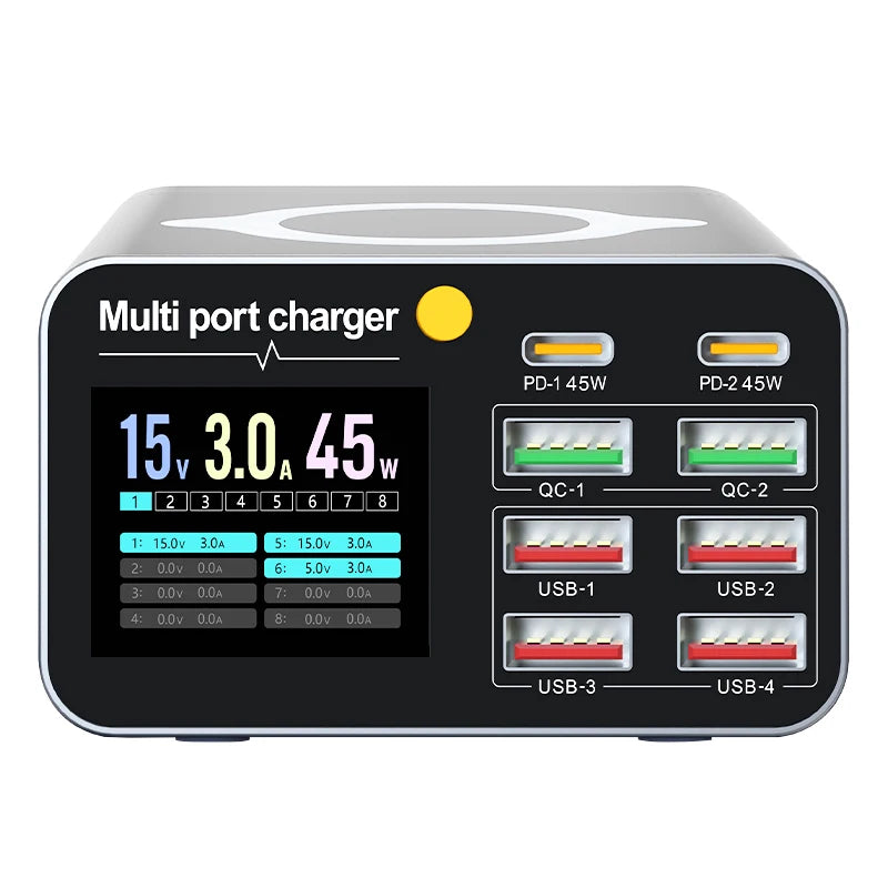 Ładowarka 80W/120W 8 Portów USB Type-C Wireless PD QC3.0 - Stacja Ładująca