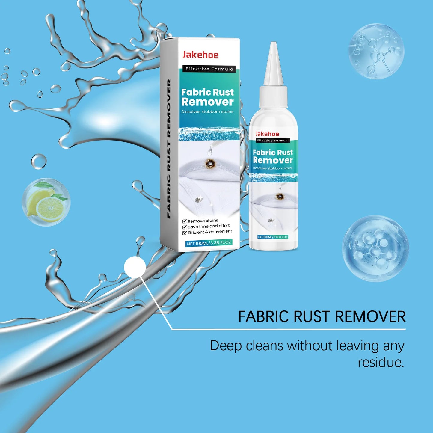 Fabric Rust Remover 100ml - Stain Cleaner for Clothes, Oil, Coffee & Water Stains - Laundry Detergent for Fresh & Old Stains