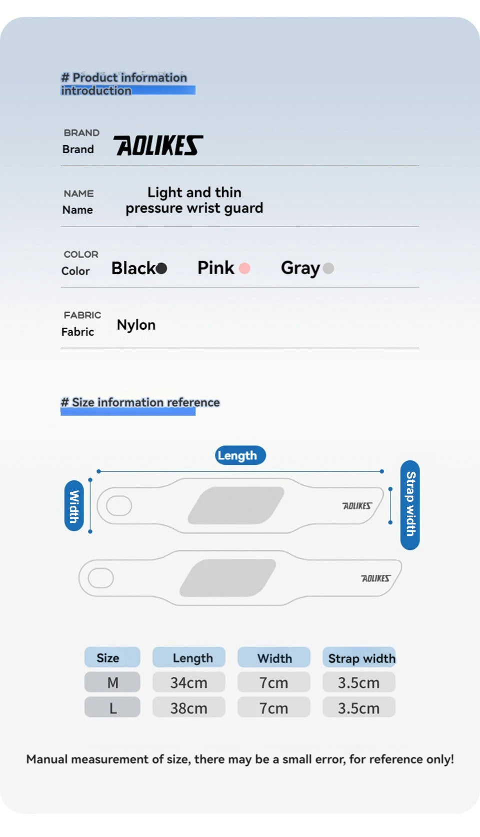 AOLIKES Ultra Thin and Soft Wrist Brace Wrist Wraps for Men and Women, Adjustable Wrist Support for Basketball Tennis Badminton