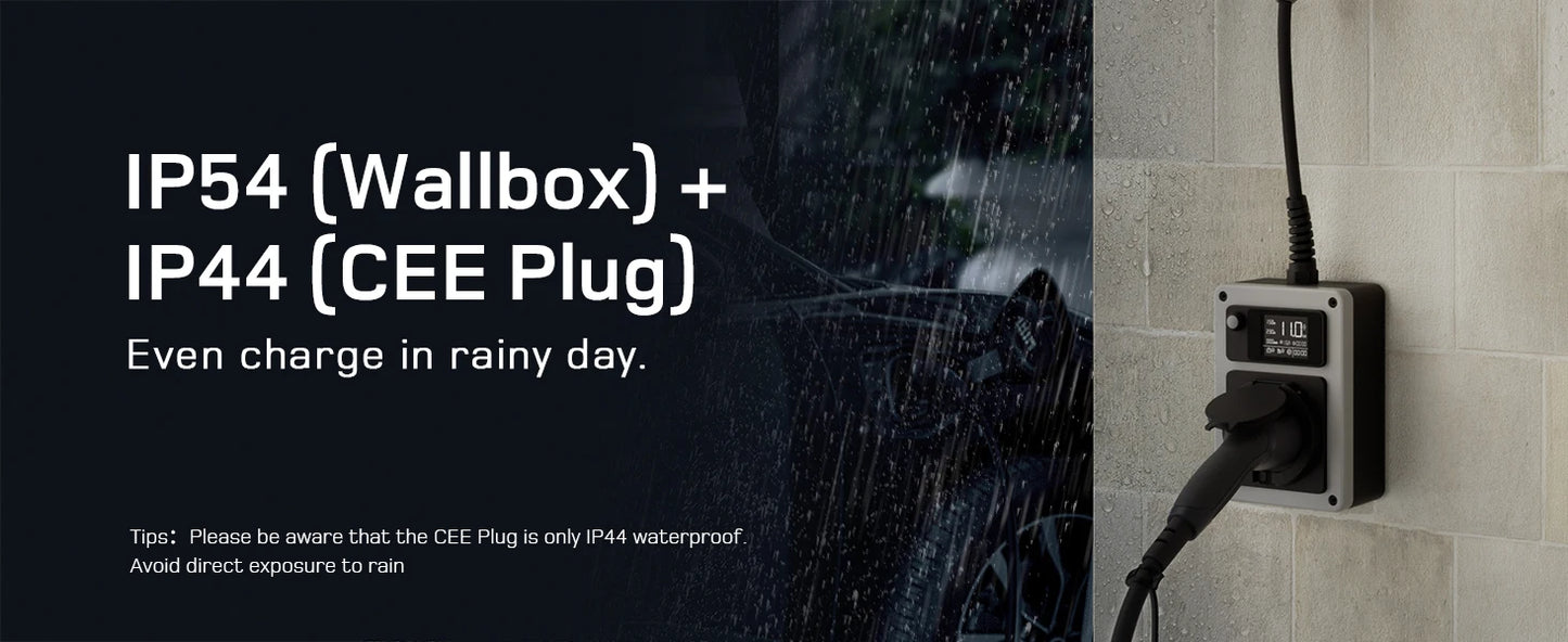 Wallbox Mobilny 11kW/22kW CEE Type 2 - Ładowarka EV 16A/32A 3-Fazy RFID WiFi