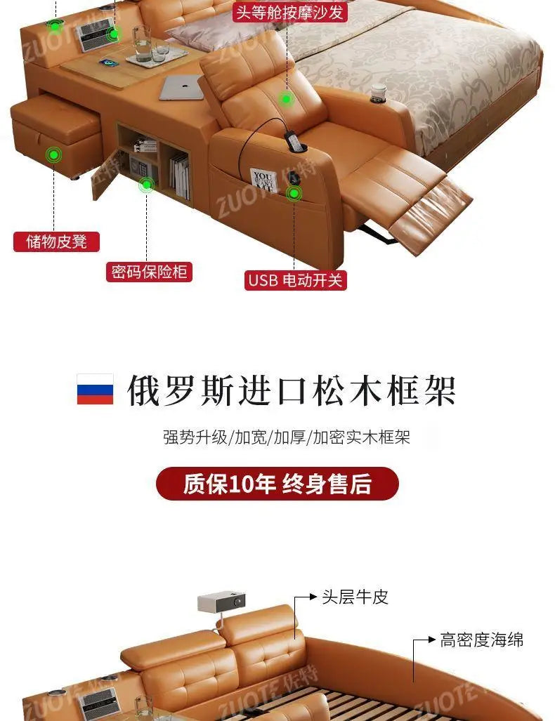 Łóżko Tatami z Projektorem 150/180x200cm - Elektryczne Smart Bed Space Capsule