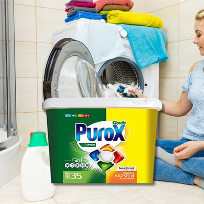 PUROX Universal Powder Gel Kapsułki 35szt x2 - Zestaw Kapsułek do Prania Purity