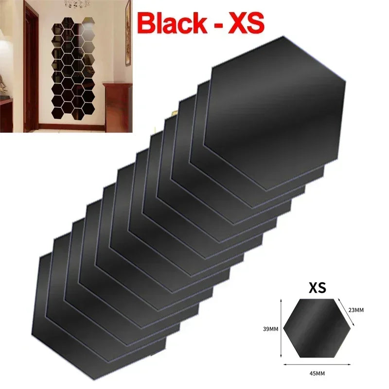 Naklejki Lustrzane Heksagon Akryl - Złote Srebrne Mozaika Samoprzylepne DIY