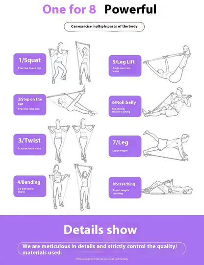 Drążek Pilates - Regulowany Drążek Fitness z Gumami | Trening Domowy