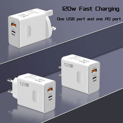 Ładowarka 120W Fast Charger USB Type C PD - Szybkie Ładowanie QC3.0 dla iPhone Xiaomi Samsung