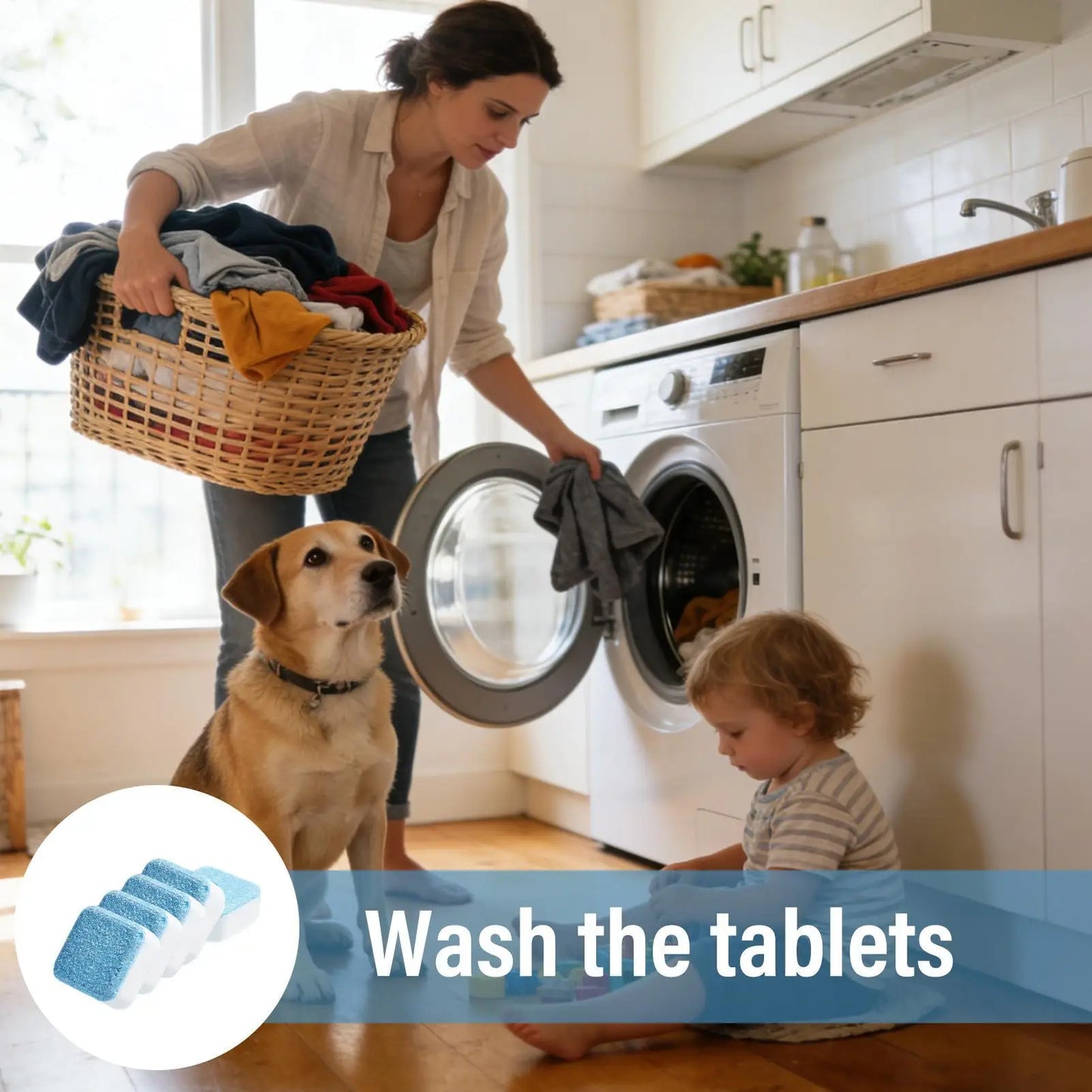 Washer Machine Cleaner Tablets 48 Pieces Safe Stain Remover Washing Machine Descaler For Odor Grime Scale Buildup Home Bathroom