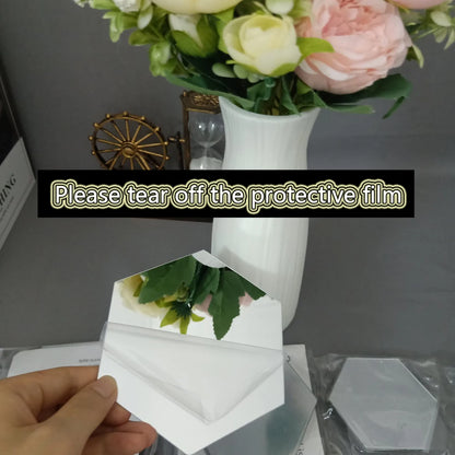 Naklejki Lustrzane 3D Heksagon - Dekoracyjne Naklejki Ścienne Rose Gold Silver do Salonu Sypialni