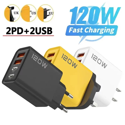 Ładowarka 120W 4 Porty USB Type-C PD - Szybka Samsung iPhone Xiaomi Huawei