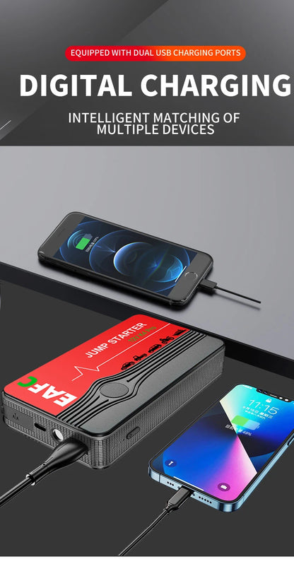 Rozrusznik Samochodowy EAFC 600A-2000A - Jump Starter Powerbank 12V Booster