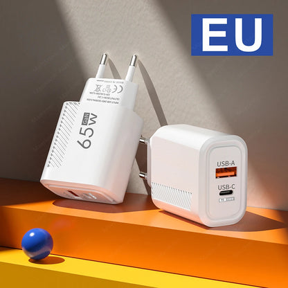 Ładowarka 65W USB-C PD Fast Charging - Szybka iPhone Samsung Xiaomi EU/US