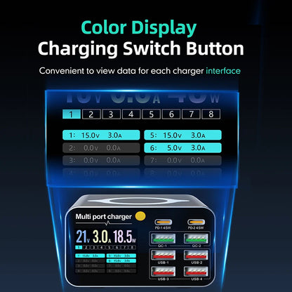 Ładowarka 80W/120W 8 Portów USB Type-C Wireless PD QC3.0 - Stacja Ładująca