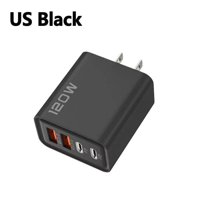 Ładowarka 120W 4 Porty USB Type-C PD - Szybka Samsung iPhone Xiaomi Huawei