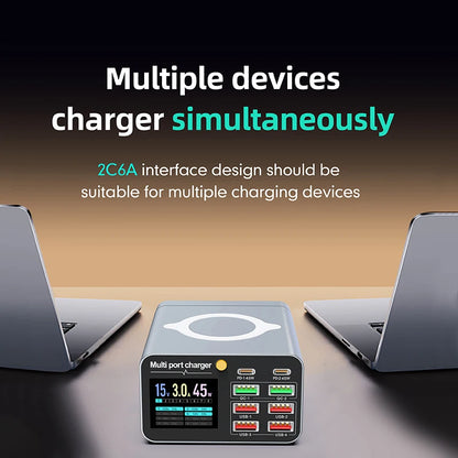 Ładowarka 80W/120W 8 Portów USB Type-C Wireless PD QC3.0 - Stacja Ładująca