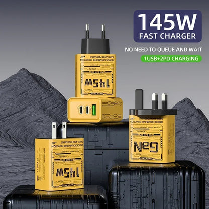 Ładowarka Sieciowa 145W 3 Porty USB-C - Szybkie Ładowanie PD QC3.0