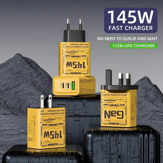 Ładowarka Sieciowa 145W 3 Porty USB-C - Szybkie Ładowanie PD QC3.0