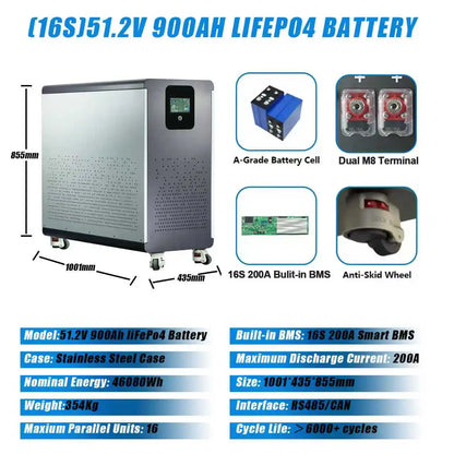 Bateria LiFePO4 48V 300Ah 15kWh - Litowa do Magazynowania Energii Solarnej PL EU