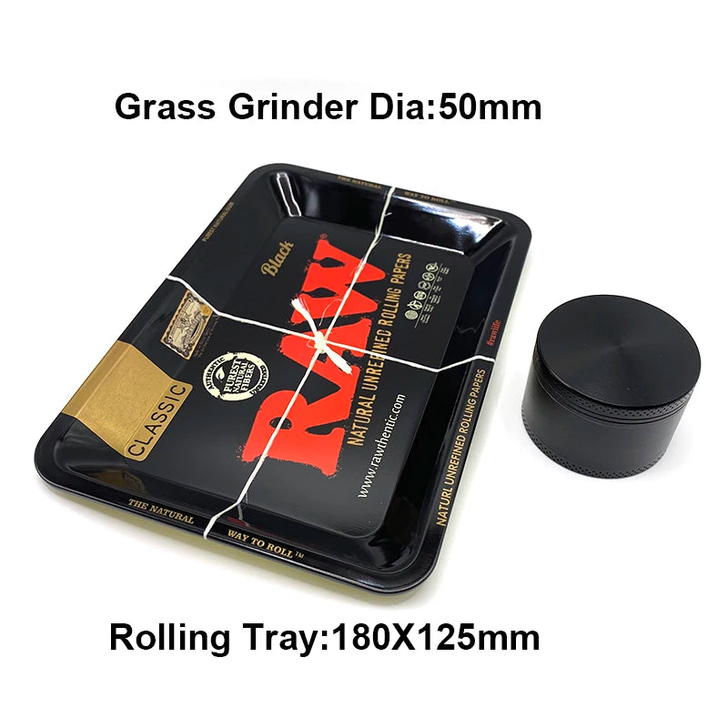 Grinder ze Stopu Cynku 40/50mm z Metalową Tacką Rolling Tray - Zestaw