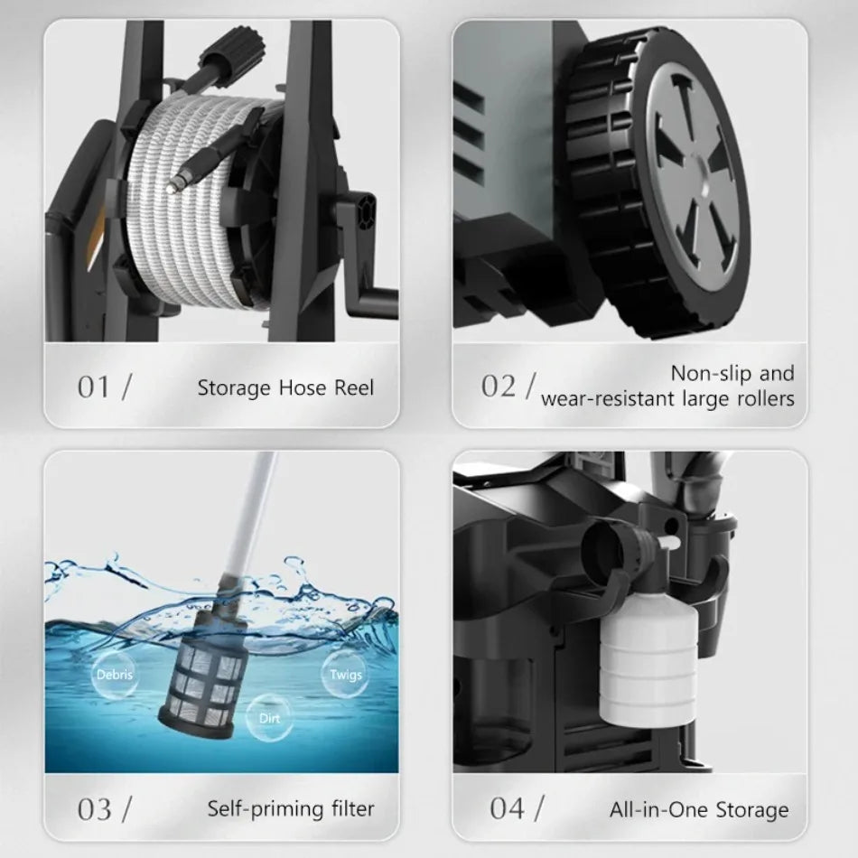 YOHON High Pressure Speed Wash Machine 1600W Induction Motor Multi - Water Source Car Cleaning Powerful Washer 3–7 Days Delivery