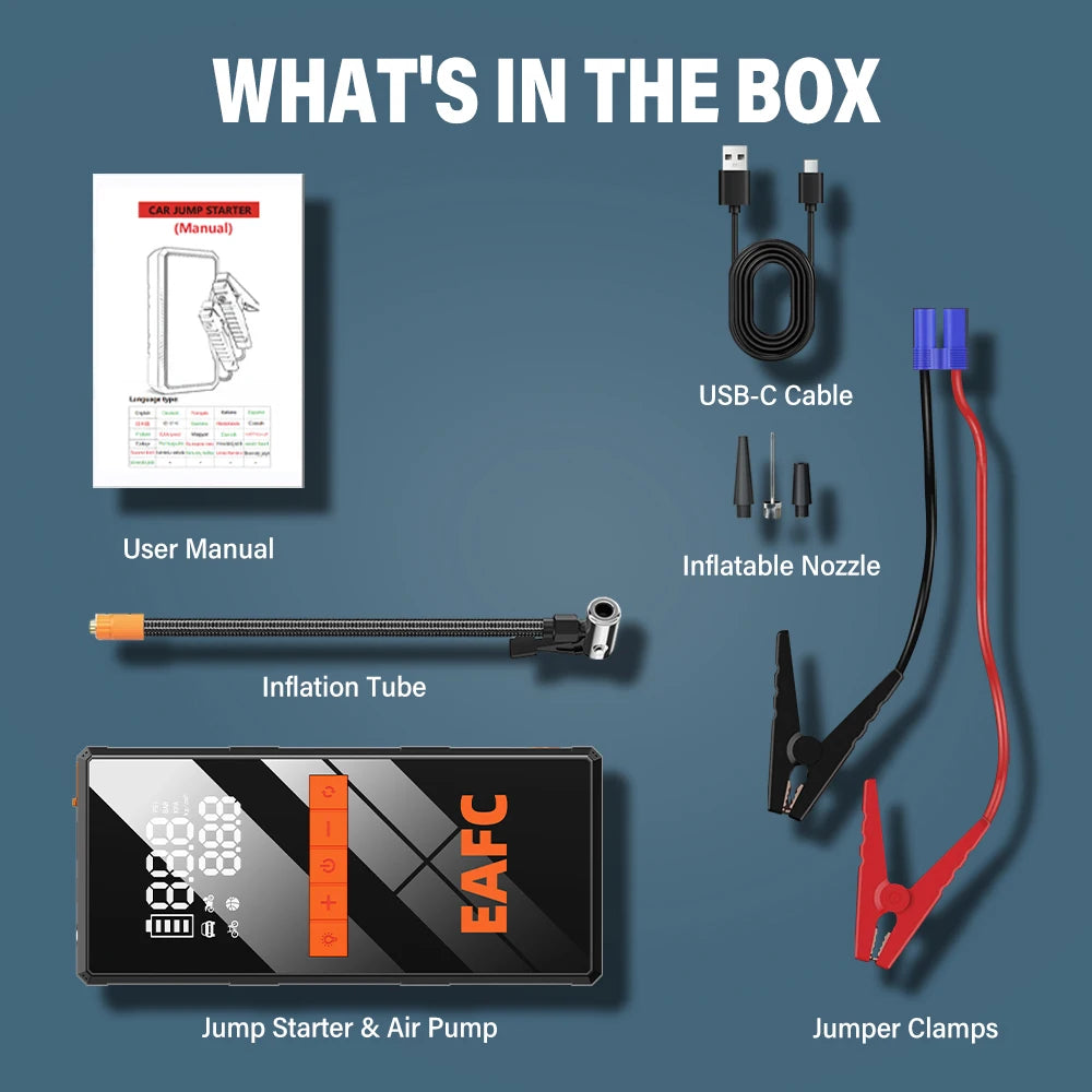 Rozrusznik Samochodowy 4w1 12V - Jump Starter + Kompresor + Powerbank