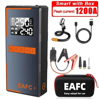 Rozrusznik Samochodowy EAFC 4w1 1200A - Jump Starter + Kompresor 150PSI