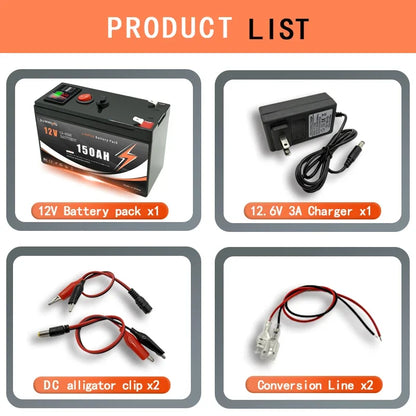 Bateria LiFePO4 12V 150Ah Litowa - 4000+ Cykli do Paneli Solarnych UPS Kajaków