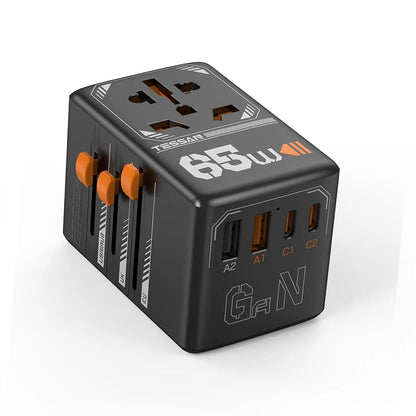 Adapter Podróżny TESSAN 140W GaN - Uniwersalny EU/UK/US/AUS + 4x USB