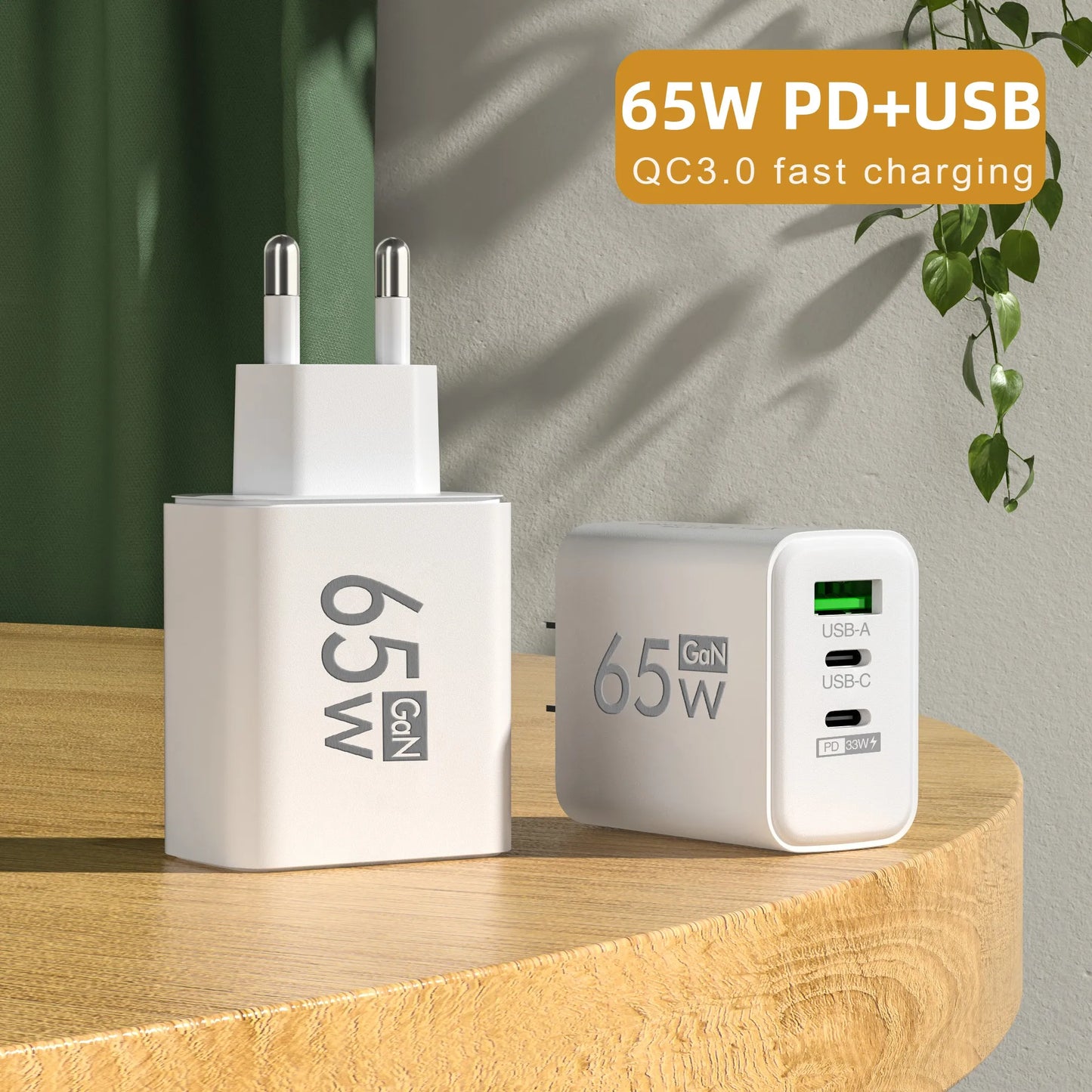 Ładowarka 65W GaN USB Type-C PD QC3.0 - Szybka iPhone 14 13 Samsung Xiaomi