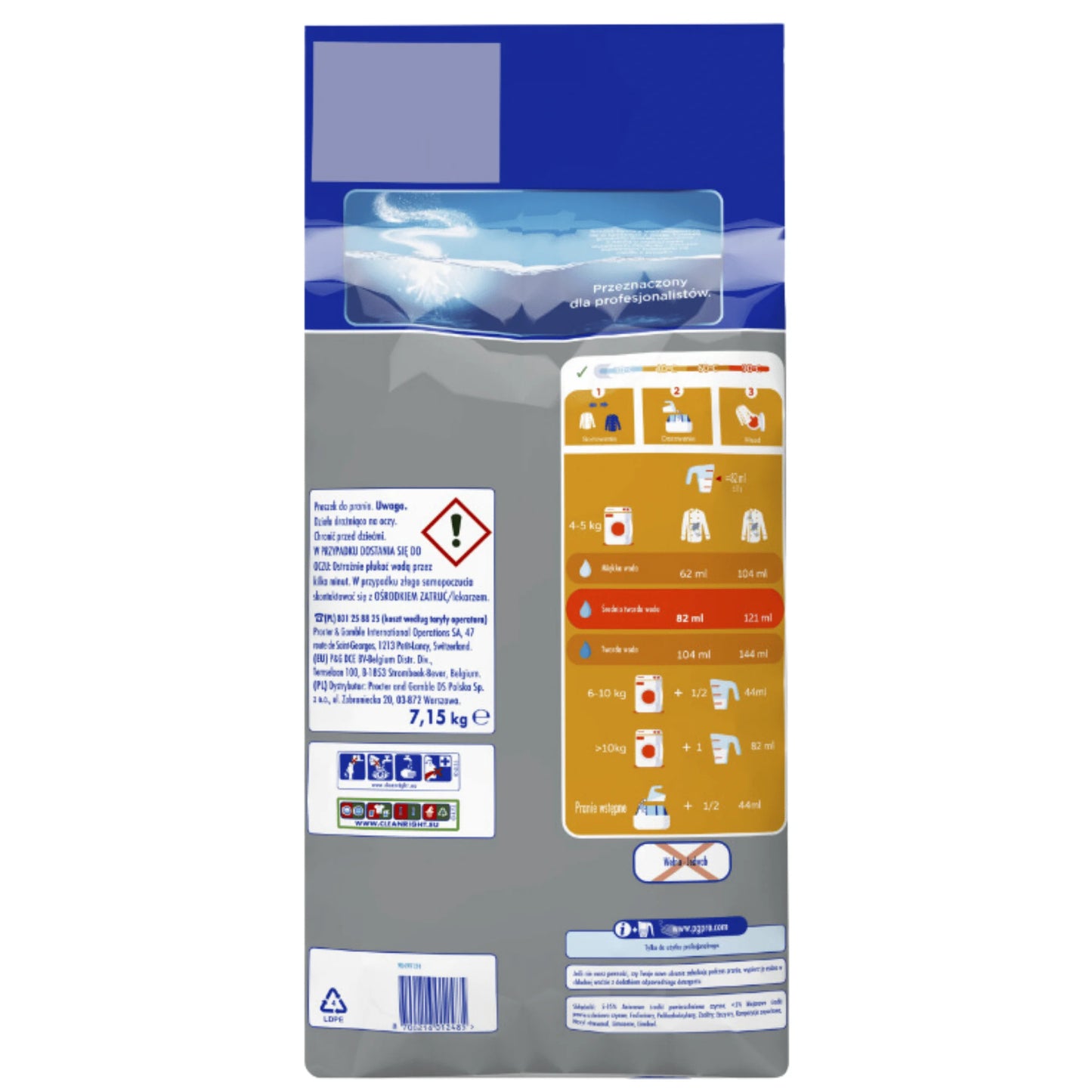 Washing powder VIZIR COLOR 7.15Kg Enough for 130 washes Effective