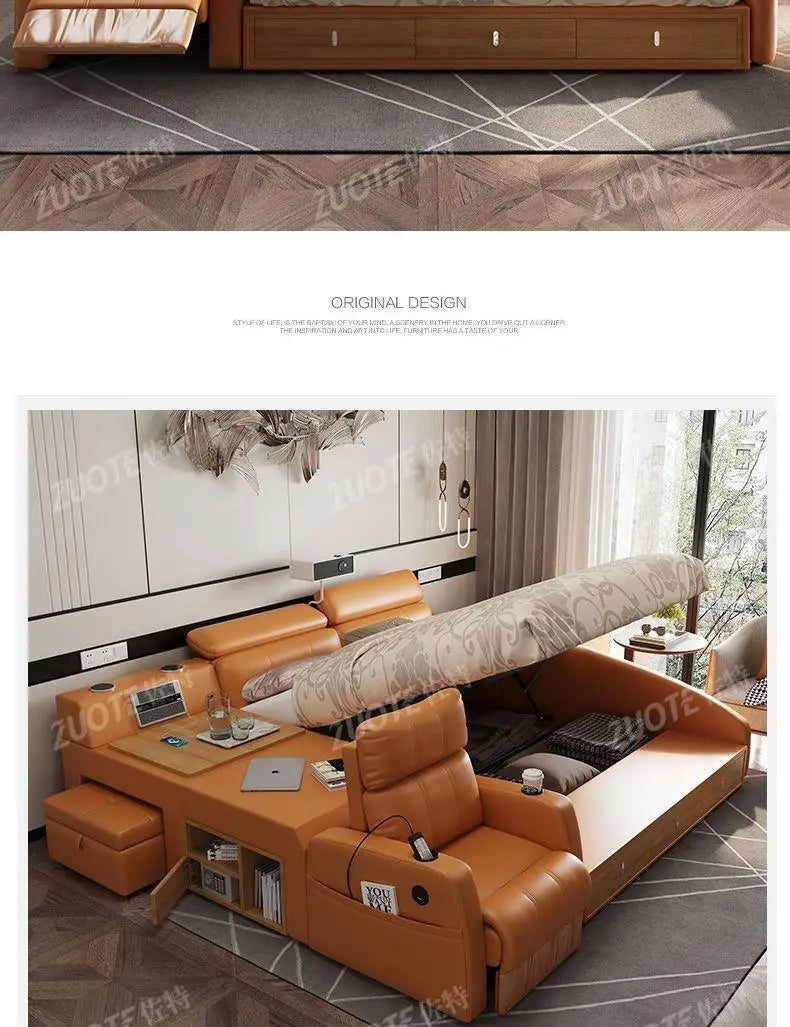 Łóżko Tatami z Projektorem 150/180x200cm - Elektryczne Smart Bed Space Capsule