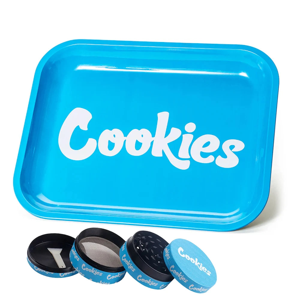 Metalowa Tacka Rolling Tray i Grinder 50mm - Niebieski Zestaw