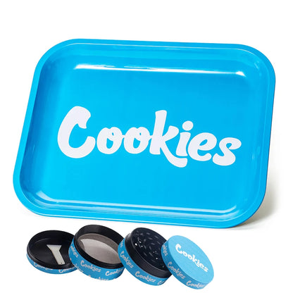 Metalowa Tacka Rolling Tray i Grinder 50mm - Niebieski Zestaw