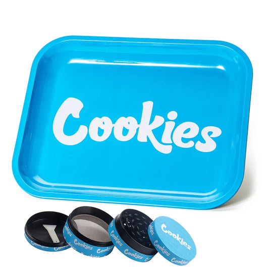 Metalowa Tacka Rolling Tray i Grinder 50mm - Niebieski Zestaw