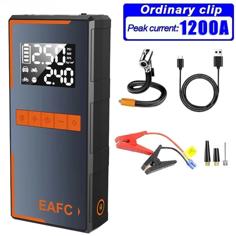 Rozrusznik Samochodowy EAFC 4w1 1200A - Jump Starter + Kompresor 150PSI