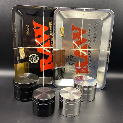 Grinder ze Stopu Cynku 40/50mm z Metalową Tacką Rolling Tray - Zestaw