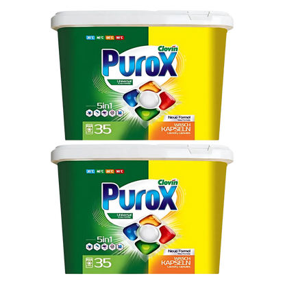 PUROX Universal Powder Gel Kapsułki 35szt x2 - Zestaw Kapsułek do Prania Purity