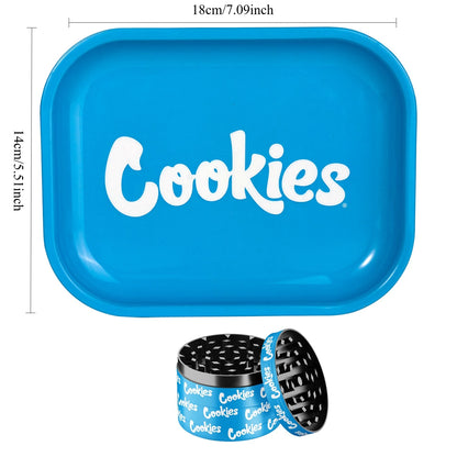 Metalowa Tacka Rolling Tray i Grinder 50mm - Niebieski Zestaw