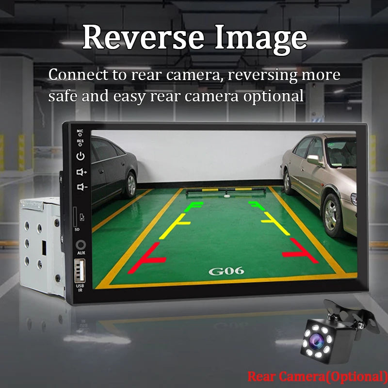 Radio 7 Carplay Android Auto - 1 Din Multimedia Player HD Touch Screen FM Bluetooth MirrorLink - QualitetMarket