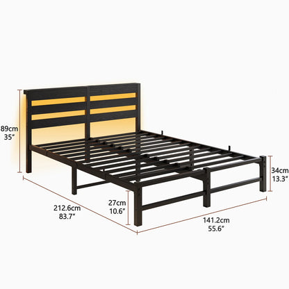 Metalowe Łóżko z Oświetleniem LED i USB 90/120/140cm