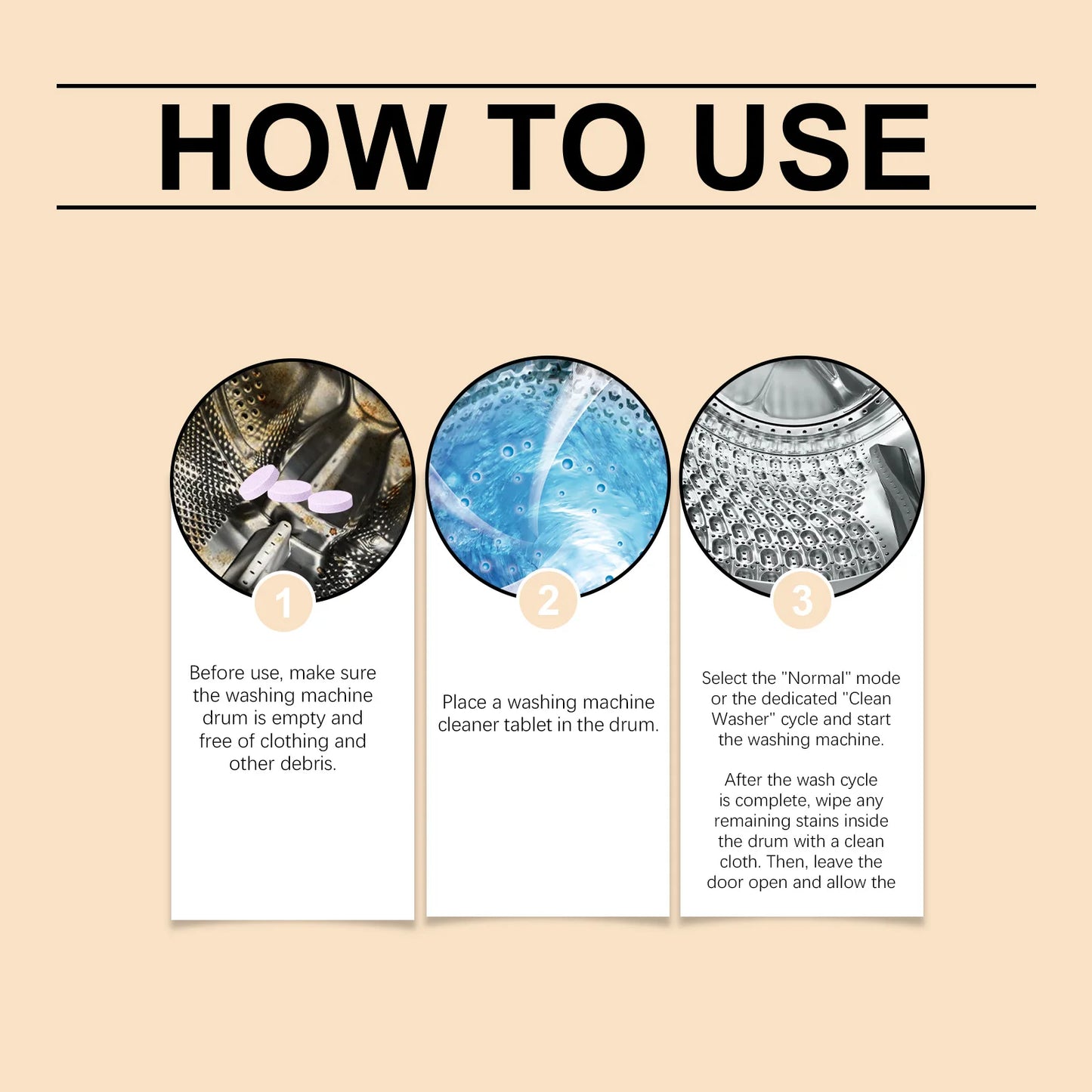 Washing Machine Cleaner Tablets, Deep Cleans & Removes Limescale, Mold & Odors. 3-in-1 Formula for Front & Top Loaders