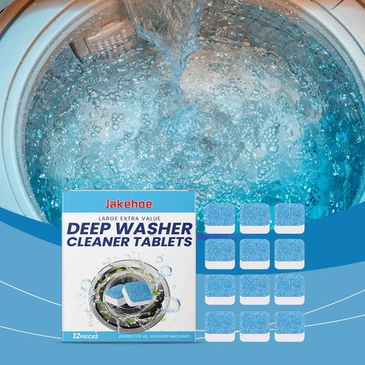 12pcs Washing Machine Cleaner Tablets, Deep Clean & Deodorize for Front/Top Load Washers, Removes Limescale & Residue