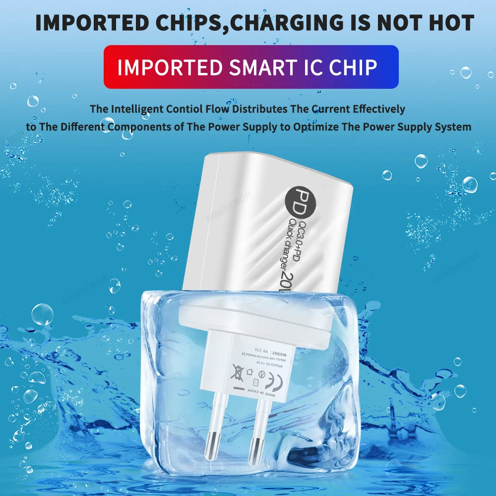 Ładowarka PD 20W USB-C z Wyświetlaczem LED - Quick Charge 3.0