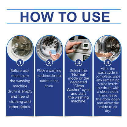 Washing Machine Cleaner Tablets Deep Dissolve Stubborn Dirt Remove Odor Inhibit Bacterial Growth Powerful Mildew Remover Cleaner