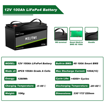 Bateria LiFePO4 12V/24V/48V 100Ah/200Ah/300Ah - Litowa z BMS 6000+ Cykli