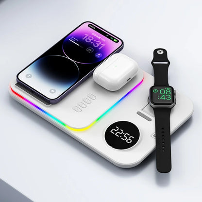 Ładowarka Bezprzewodowa 5w1 RGB - iPhone 17/16/15 Samsung Apple Watch