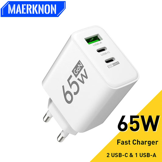 Ładowarka 65W GaN USB Type-C PD QC3.0 - Szybka iPhone 14 13 Samsung Xiaomi