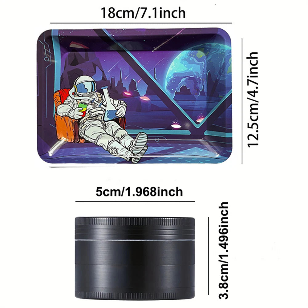 Grinder ze Stopu Cynku 40/50mm z Metalową Tacką Rolling Tray - Zestaw