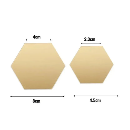 Naklejki Lustrzane Heksagon Akryl - Złote Srebrne Mozaika Samoprzylepne DIY