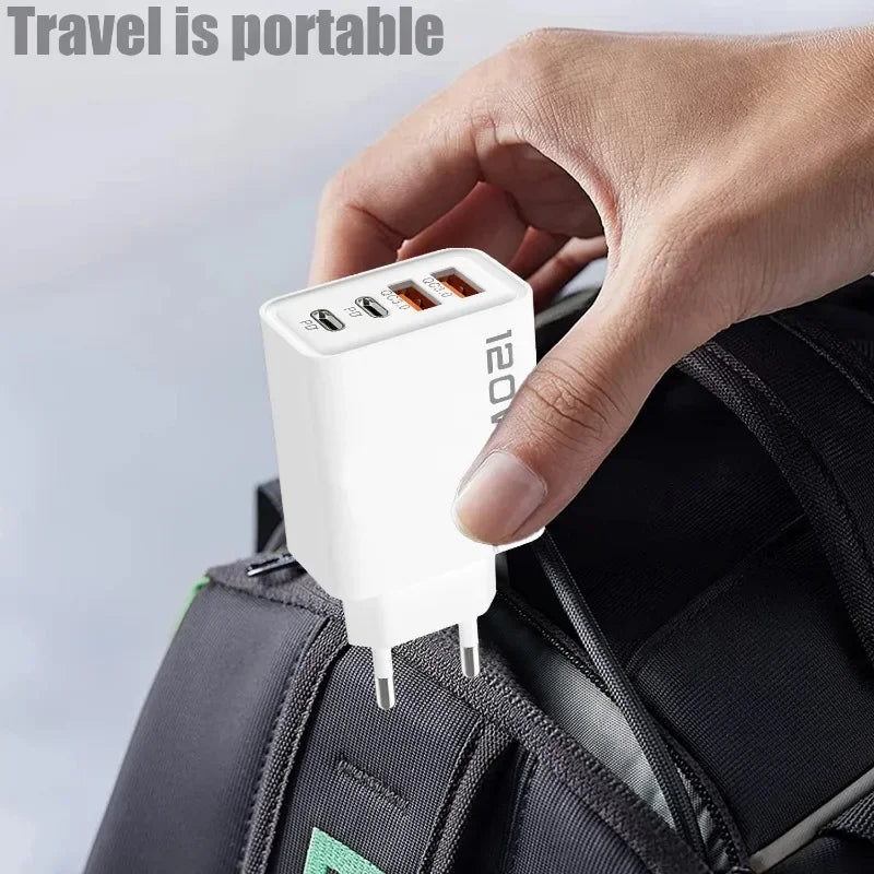 Ładowarka 120W 4 Porty USB Type-C - Szybka z Kablem Samsung iPhone Xiaomi Huawei
