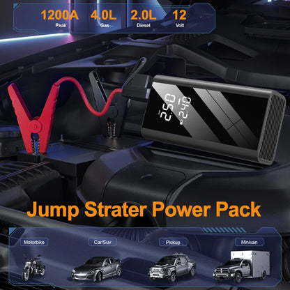 Rozrusznik Samochodowy 4w1 1200A 150PSI - Pompka Powerbank Kompresor