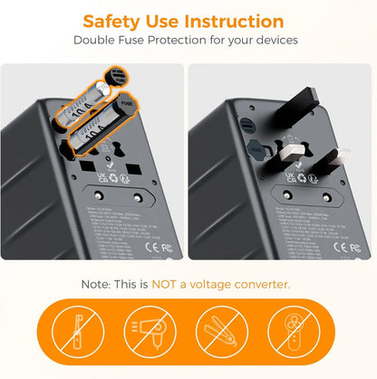 Adapter Podróżny TESSAN 140W GaN - Uniwersalny EU/UK/US/AUS + 4x USB